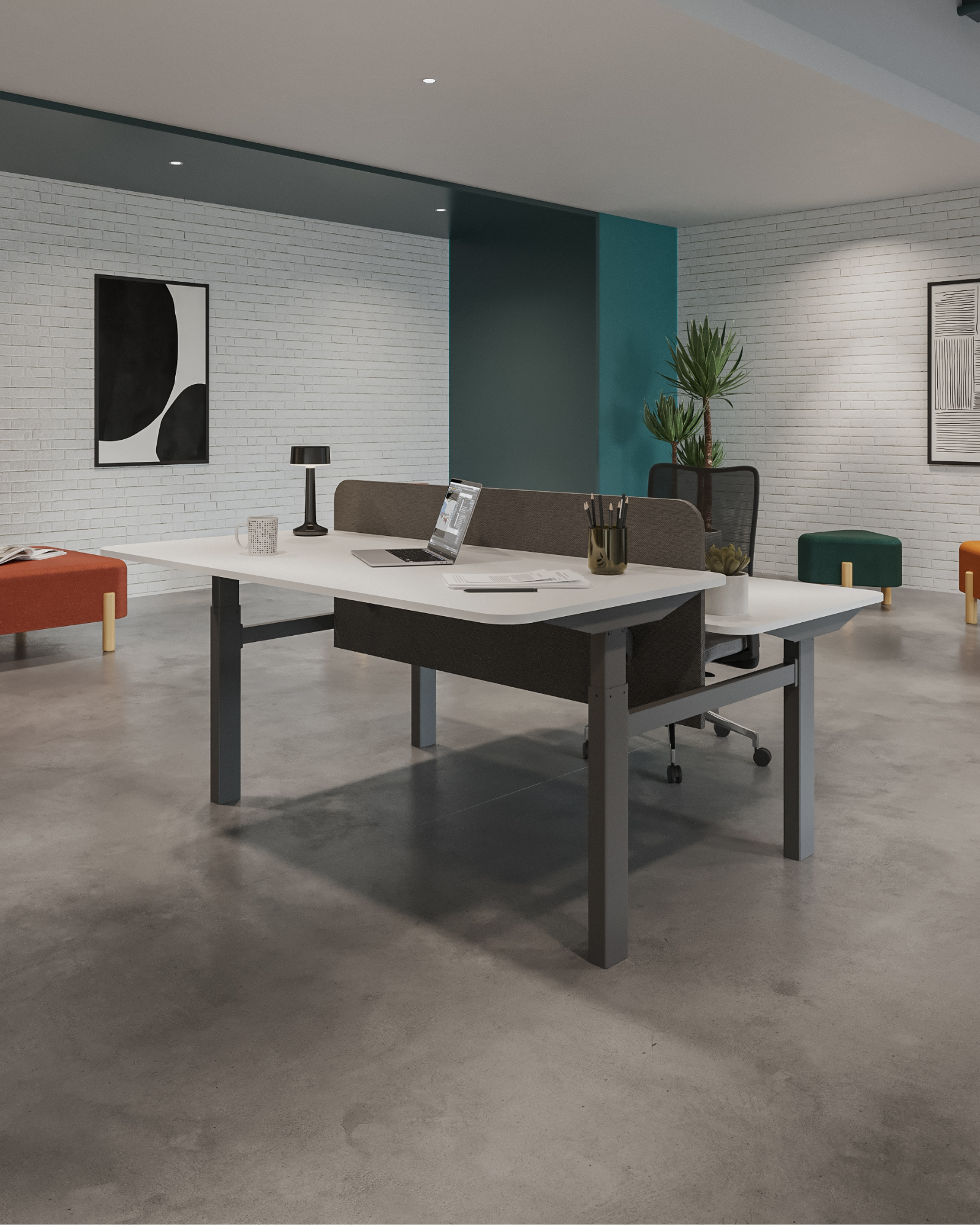 Level Workstation İki Kişilik Yükseklik Ayarlı 180 cm